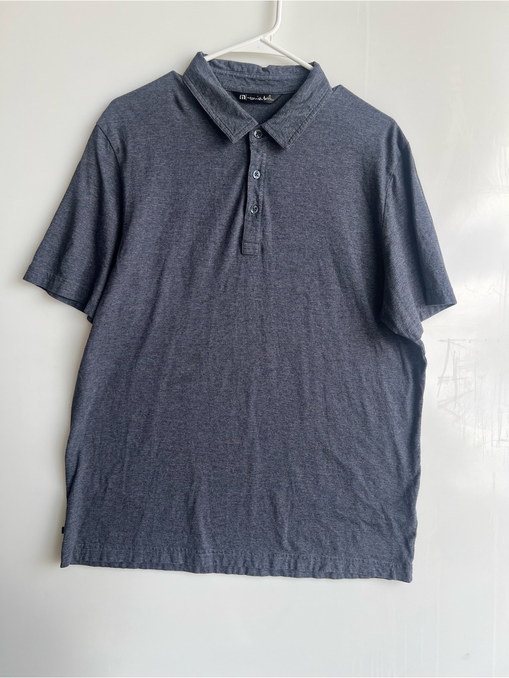 Travis Mathew Men's Heather Navy Blue Short Sleeve Polo